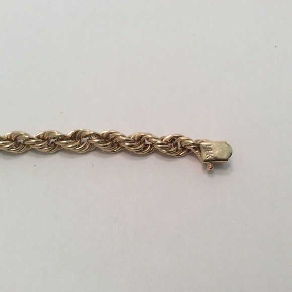 14K YELLOW REAL GOLD ROPE UNISEX BRACELET 7 1/2 INCH 5.30MM 8.60GRAMS - Picture 4 of 8